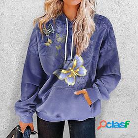 Womens Pullover Hoodie Sweatshirt Pullover Butterfly Daily