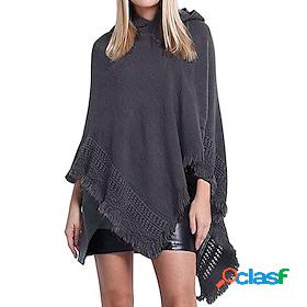 Womens Shirt Shrugs Ponchos Capes Black Blue Pink Tassel