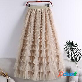 Women's Skirt Tutu Polyester Maxi Green Pink Light Green