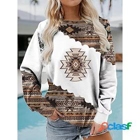 Womens Sweatshirt Pullover Casual Retro Gray Tribal Home