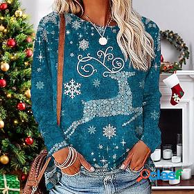 Womens T shirt Tee Green Blue Fuchsia Print Snowflake