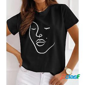 Womens T shirt Tee Portrait Casual Weekend Abstract Portrait