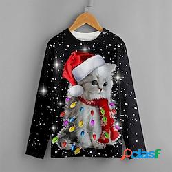 bambini ragazzi brutto natale t shirt tee animale gatto