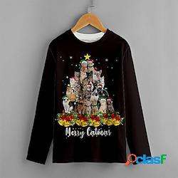 bambini ragazzi brutto natale t shirt tee gatto lettera