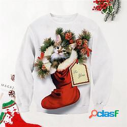 bambini ragazzi felpa natalizia pullover animale gatto