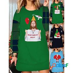 donna natale brutto vestito felpa tubino mini vestito verde