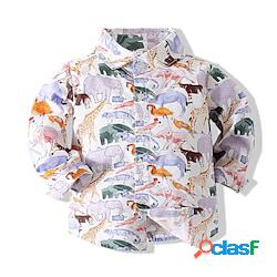 maglietta da bambino con stampa animalier dinosauro manica