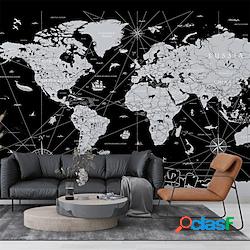mappa del mondo carta da parati murale nero bianco mappe del