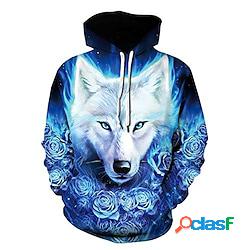 mclochy white wolf blue roses stampato 3d felpe con