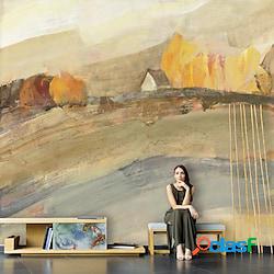 nordico astratto paesaggio autunnale casa pittura a olio