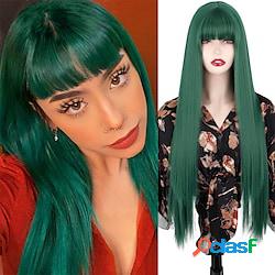parrucca verde lunga per donna parrucca verde dritta con