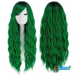 parrucche verdi per le donne parrucca di capelli lunghi