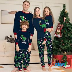 pigiama natalizio famiglia set brutta lettera dinosauro casa