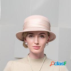 tinta unita elegante 100% lana / cappelli di seta con piume