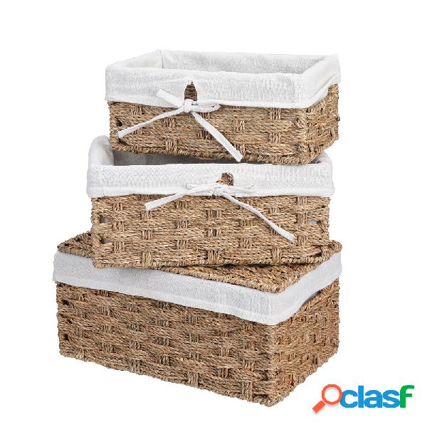 3PCS Cestino di vimini Organizzatore Cestini portaoggetti in