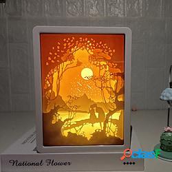 3d paper carving night light shadow box sculture di carta