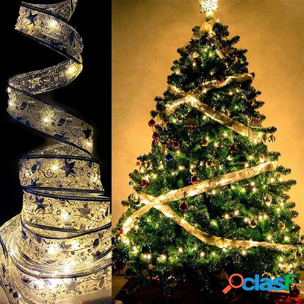 4M 40LED Fata String Lights Oro Argento Bowknot Nastro LED