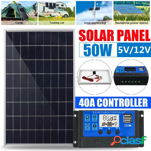 50W solare Kit Pannello 5V/12V Caricabatterie 10A LCD