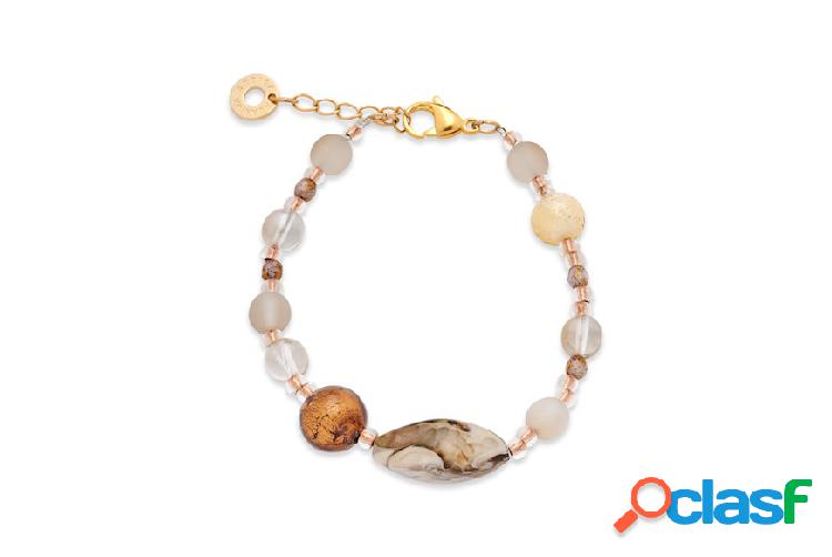 Antica Murrina Bracciale Niagara bronzo beige bianco bronzo