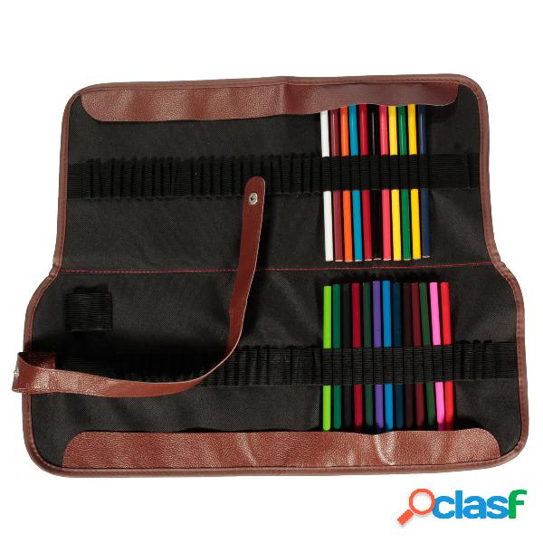 Astuccio per matite contratto in pelle canvas con 72 slot