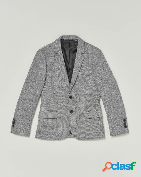 Blazer grigio melange in jersey punto Milano con rever