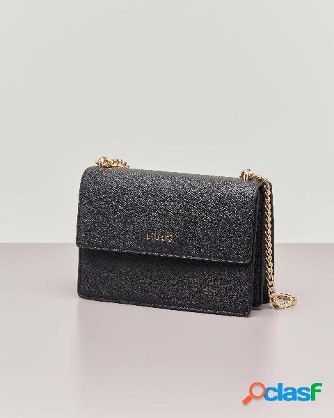 Borsa in simil pelle effetto saffiano con tracolla a catena