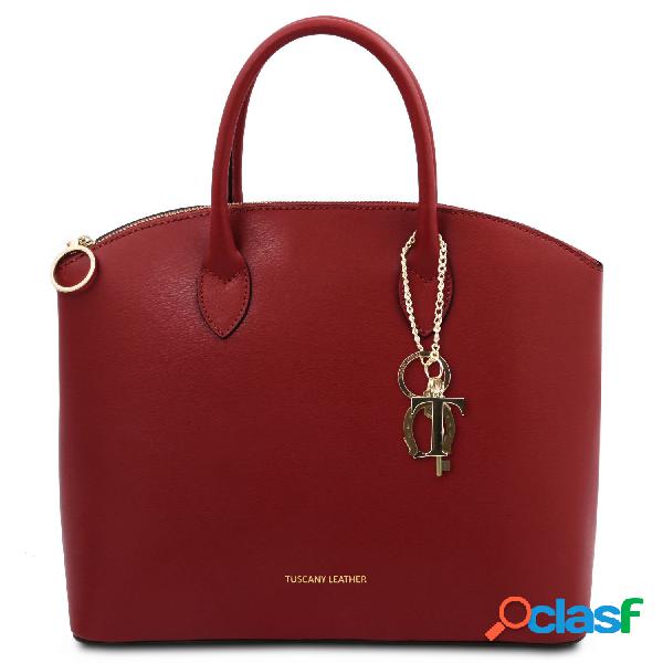 Borsa shopping in pelle Rosso