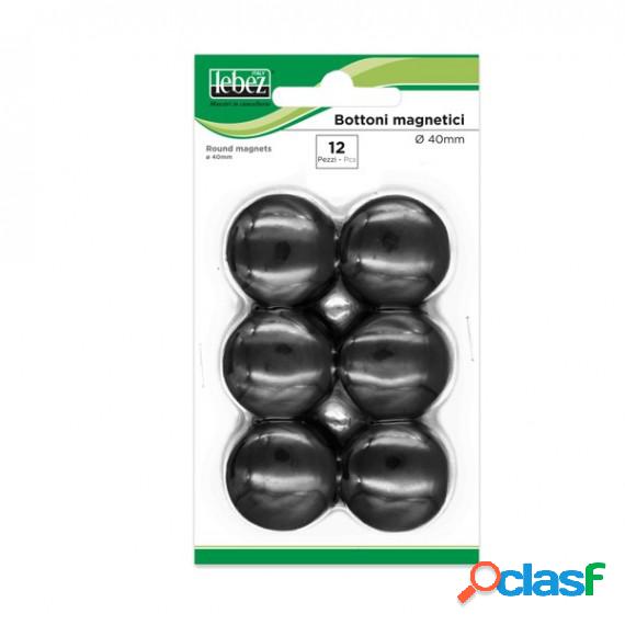 Bottoni magnetici - nero - diametro 40 mm - Lebez - conf. 12