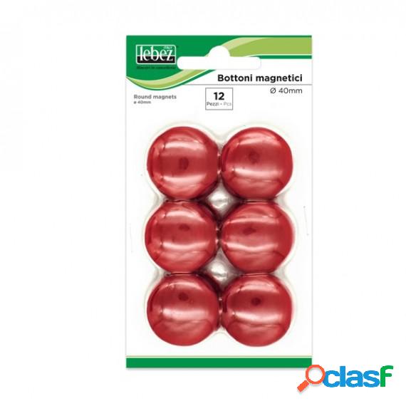 Bottoni magnetici - rosso - diametro 40 mm - Lebez - blister