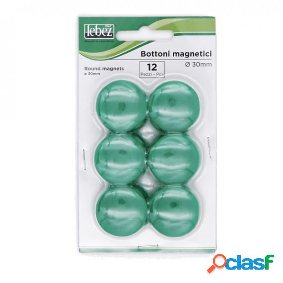 Bottoni magnetici - verde - diametro 30 mm - Lebez - blister