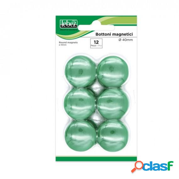 Bottoni magnetici - verde - diametro 40 mm - Lebez - blister