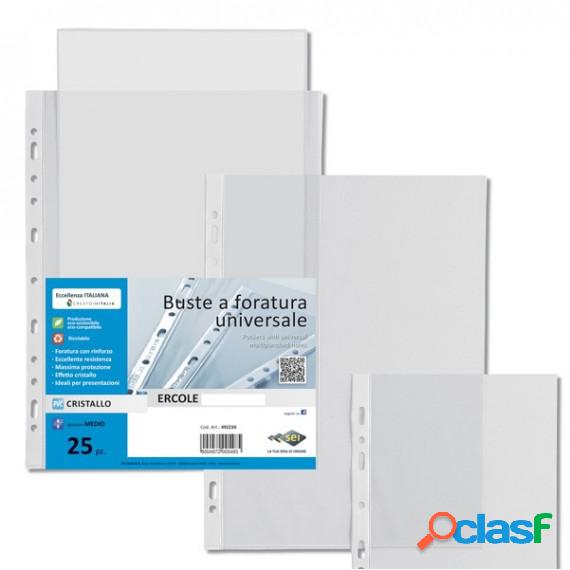 Buste forate Ercole - PVC liscio - 18 x 24 cm - trasparente
