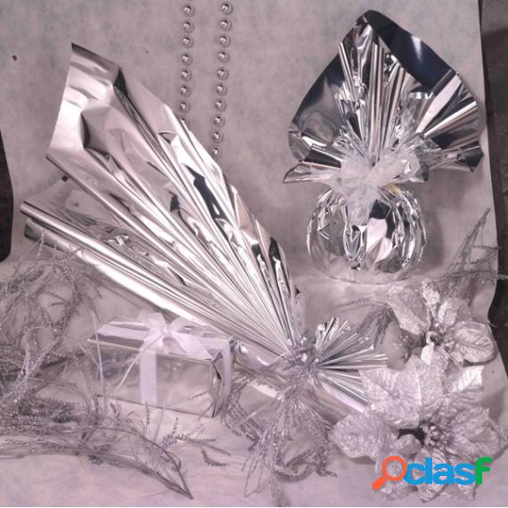 Buste regalo in PPL - metal lucido - argento - 20 x 35 + 5cm