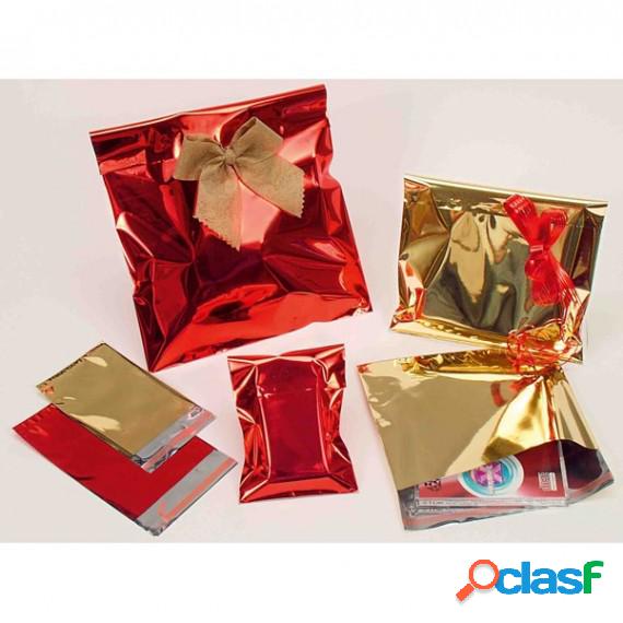 Buste regalo in PPL - metal lucido - rosso - 35 x 50 + 5cm -