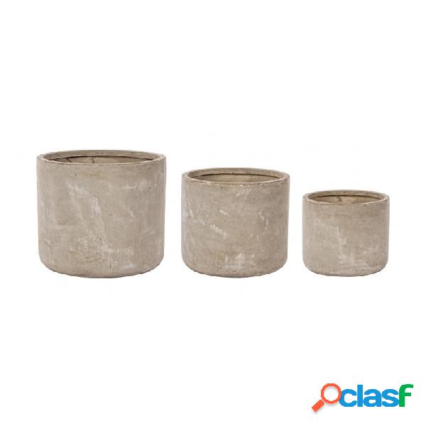 CONTEMPORARY STYLE - Set3 vaso cement cil sabbia, moltissimi