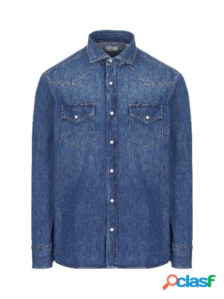 Camicia Leisure Fit In Denim Leggero Old Con Bottoni