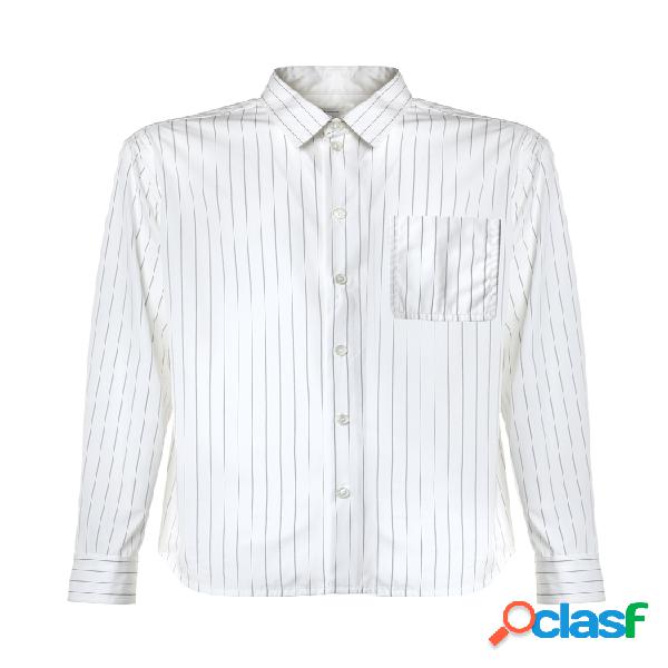 Camicia in popeline di cotone gessata