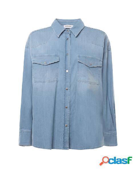 Camicia over in denim stretch