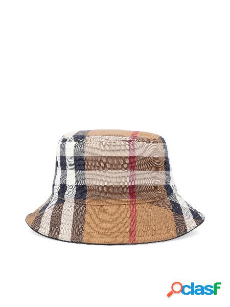 Cappello da pescatore in tela di cotone con motivo tartan
