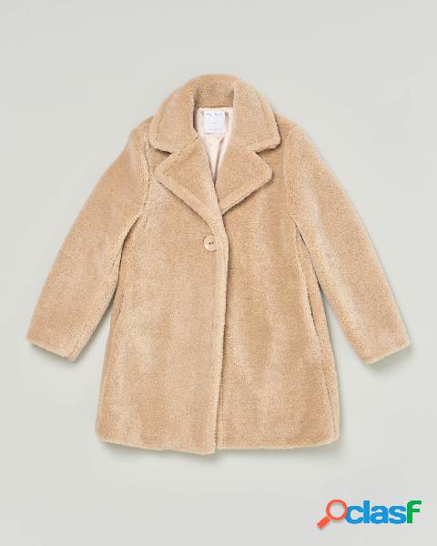 Cappotto beige in tessuto teddy 40-44