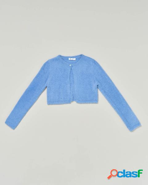 Cardigan azzurro cropped in eco-orsetto 36-38