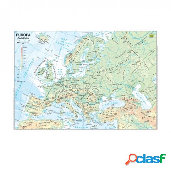 Carta geografica Europa - scolastica - plastificata - 297 x