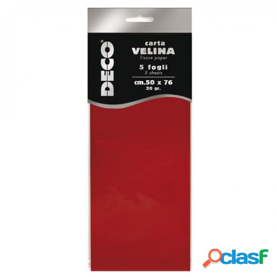 Carta velina - 20 gr - 50 x 76 cm - rosso - Deco - busta 5