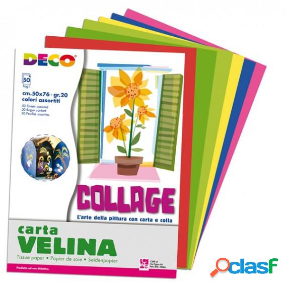 Carta velina - 50 x 76 cm - 10 colori assortiti - Deco -