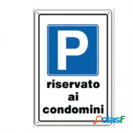 Cartello Plastica 30X20Cm Parcheggio Riservato Condomini