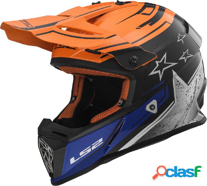 Casco cross LS2 MX437 Fast Core Nero Opaco Arancio Lucido