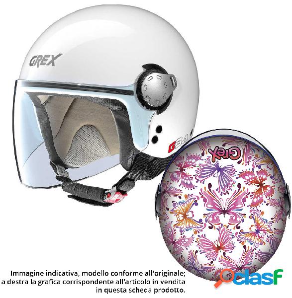 Casco jet Grex G3.1 HELMETART BUTTERFLY Flat Bianco Rosa