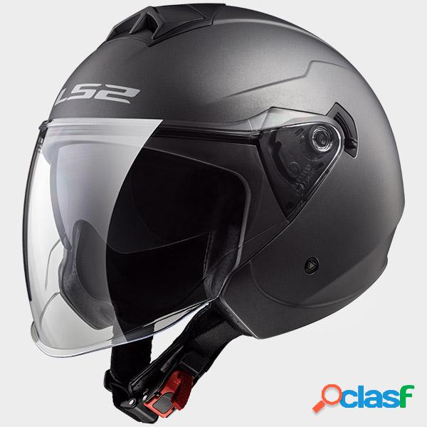 Casco jet LS2 OF573 Twister doppia visiera titanio opaco