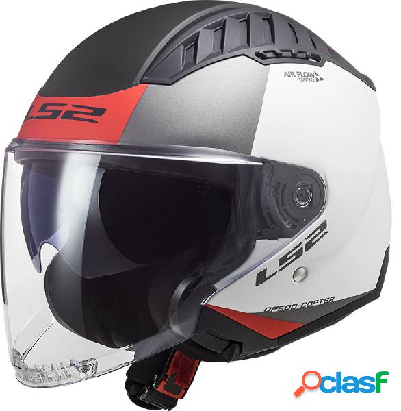 Casco jet LS2 OF600 COPTER URBANE Bianco Rosso opaco