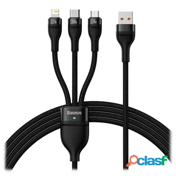 Cavo Baseus Flash Serie II 3 in 1 CASS030001 - 1,2 m - Nero